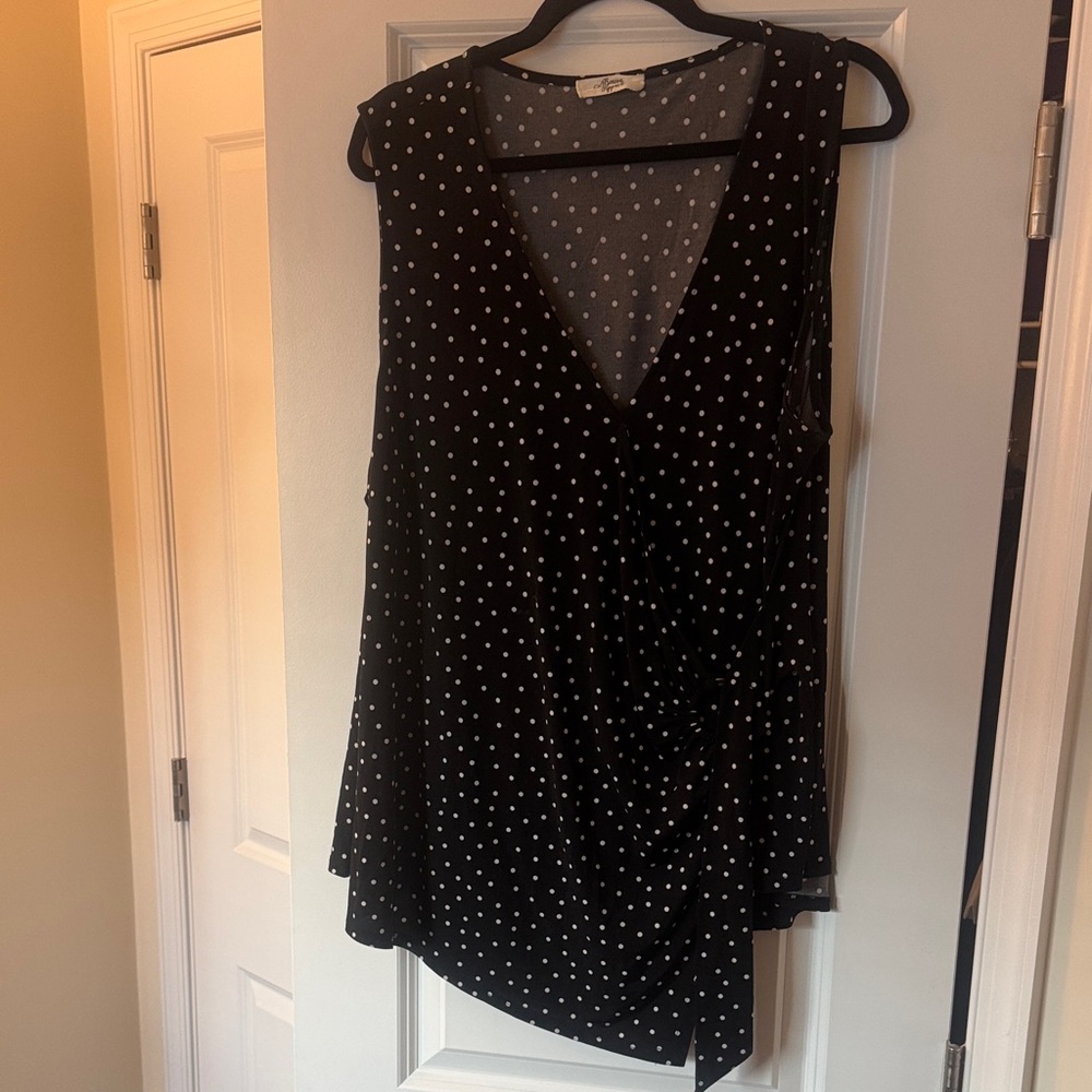 Black Sleeveless Polka Dot Blouse